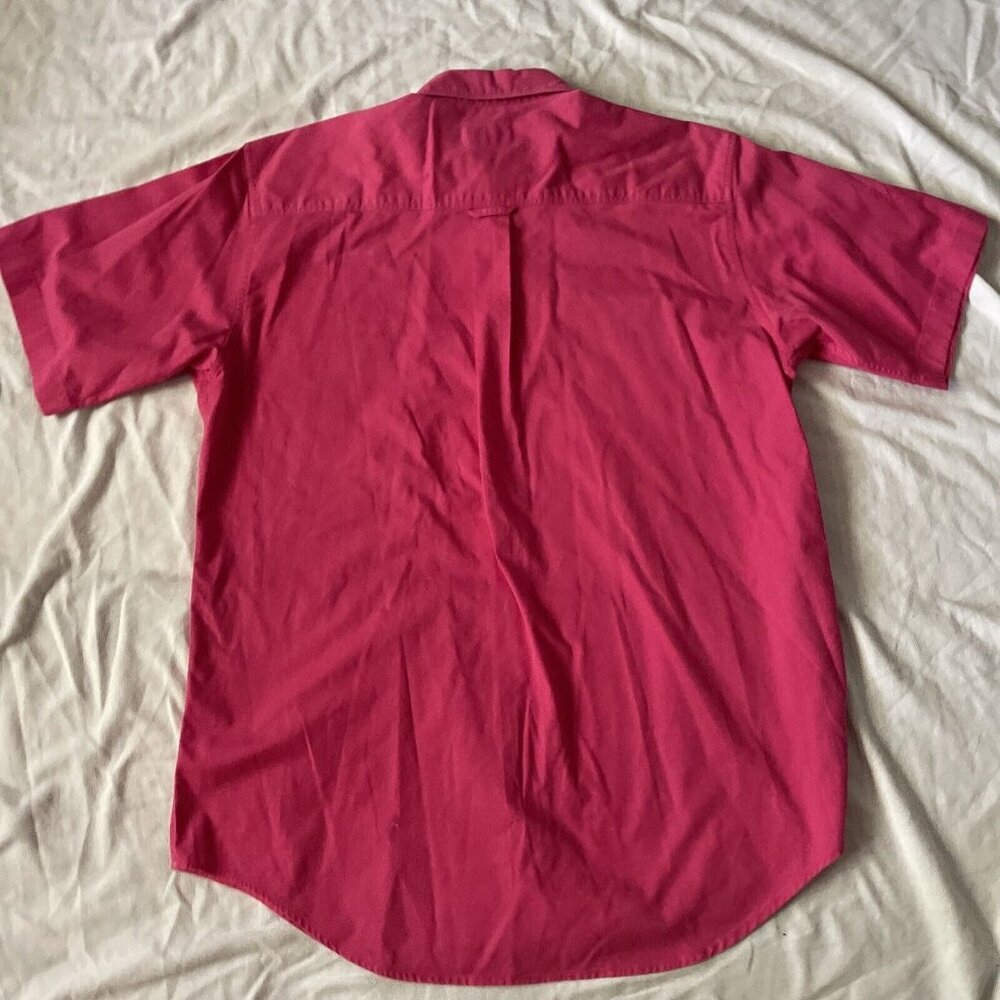 Twiskers Twill Mens M 100% Cotton Button-Up Shirt Pink Short Sleeve